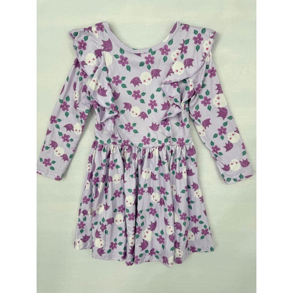 DotDotSmile Girls 2T Ruffle Long Sleeves Dress Halloween Skull Bats New with Tag - Picture 6 of 6